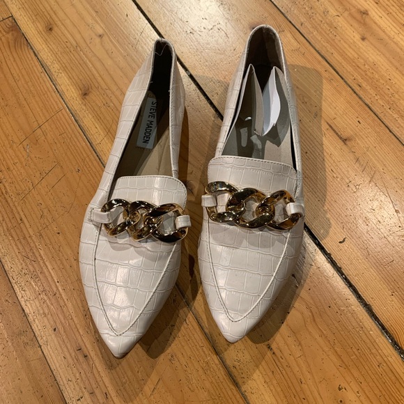 Steve Madden Shoes - Steve Madden White Croc-Embossed Loafers